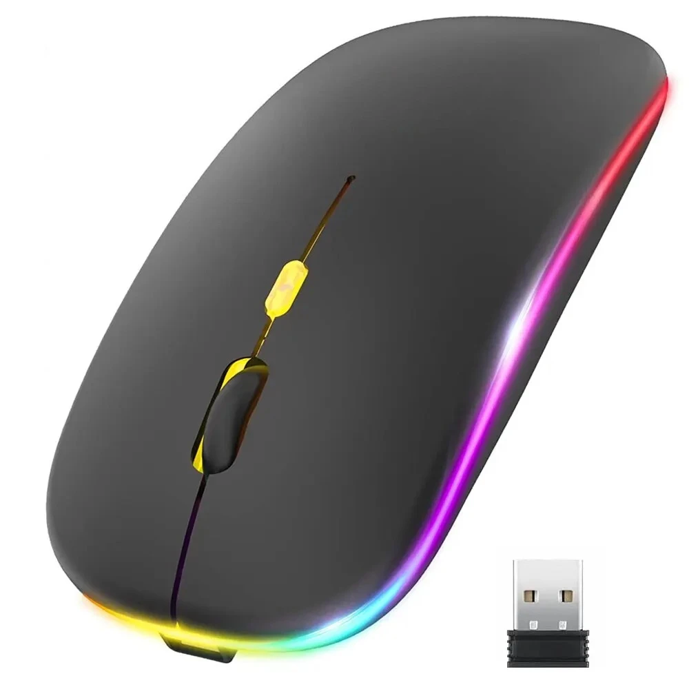 Wireless Mouse Bluetooth 2.4GHz Dual Modes Rechargeable RGB Ergonomic Silent Click For PC iPad Laptop Cell Phone TV