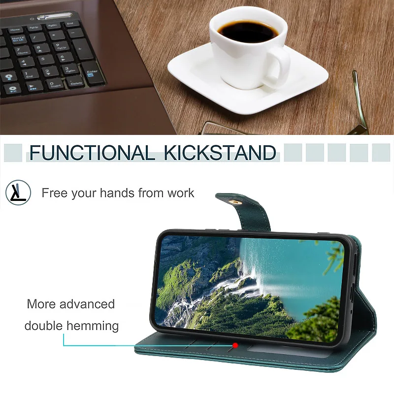 Premium Flip Leather Wallet Case with Card Slots and Strap – Elegant Protective Cover