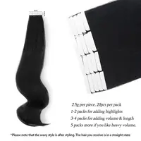 Bande dans les extensions de cheveux cheveux humains cheveux brésiliens 100% Extensions de cheveux humains 20 pièces droites pour les femmes 5