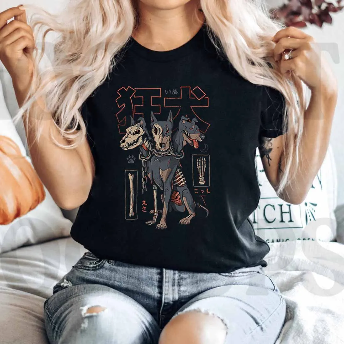 

Halloween Retro Fun Funny Text Printing 90s Casual Women's Black Round Neck Top Printing Women's T-shirt Cartoon Pattern T-shirt