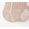 New 3 Pairs/Lot Autumn Winter 0-5Y Baby Boys Girls Non-Skid Embroidery Cartoon Socks Children Pure Cotton Solid Gripper Socks 4