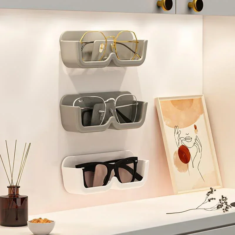 Wall-Mounted Glasses Holder Punch-free Glasses Storage Rack Sun-glasses  Display Boxes Sunglass Organizer Glasses Shelf