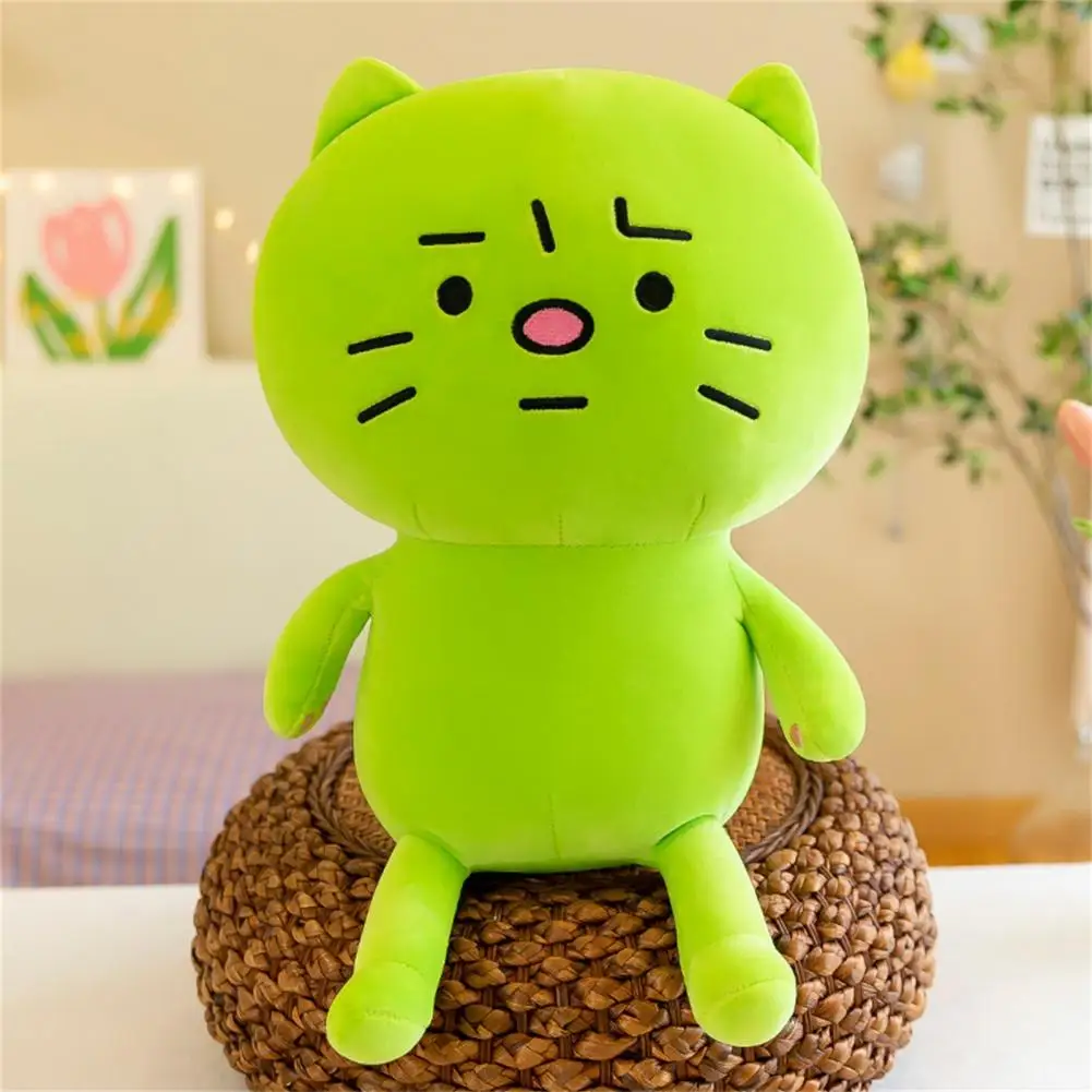 Anxious Cat Worry Kitten Angry Long Arm Green Cat Plush toy Stuffed Doll  Cartoon Animal Crossbody Bag Pillow Cushion Girl Gift