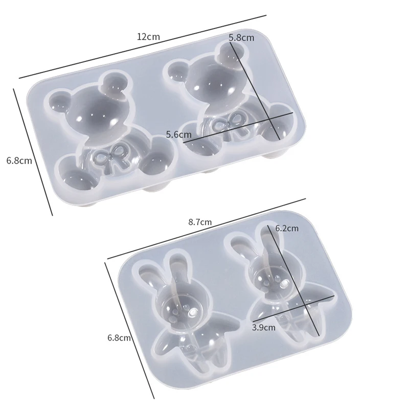 DIY Small Bears Resin Silicone Mold 3D Rabbit Mini Keychain Jewelry Epoxy Resin Mould for Car Accessories Home Decorations