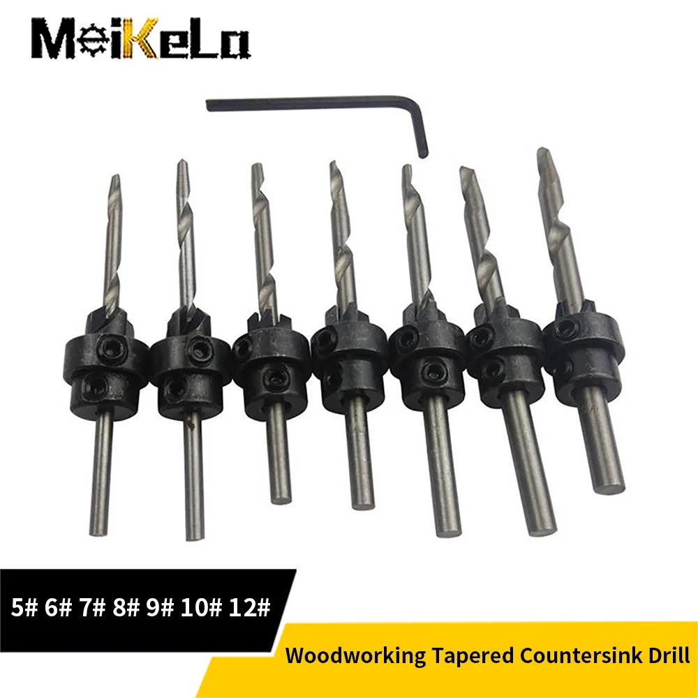 

Набор сверл Meikela с зенкером, комплект из 7 насадок для дрели из закаленного стекла, для работ по дереву