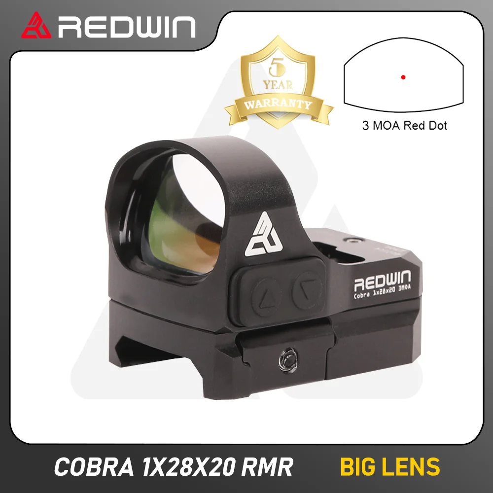 

Red Win HD Cobra 1x28x20 RMR Red Dot Scope 50000 hrs 3MOA Auto Light Sense Pistol Collimater Sight for GLOCK 17 19 9mm AR15 M4