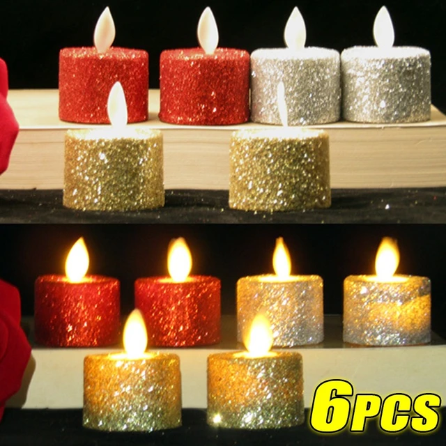 LED Glitter Round Heart Candles Colorful Flameless Tealights Tea