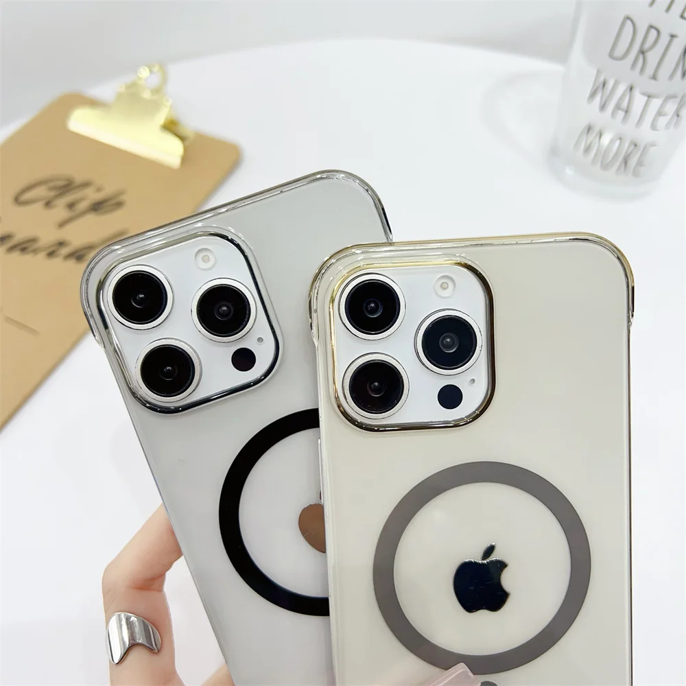 Sleek Clear Frameless Phone Case with MagSafe Compatibility and Wireless Charging Support