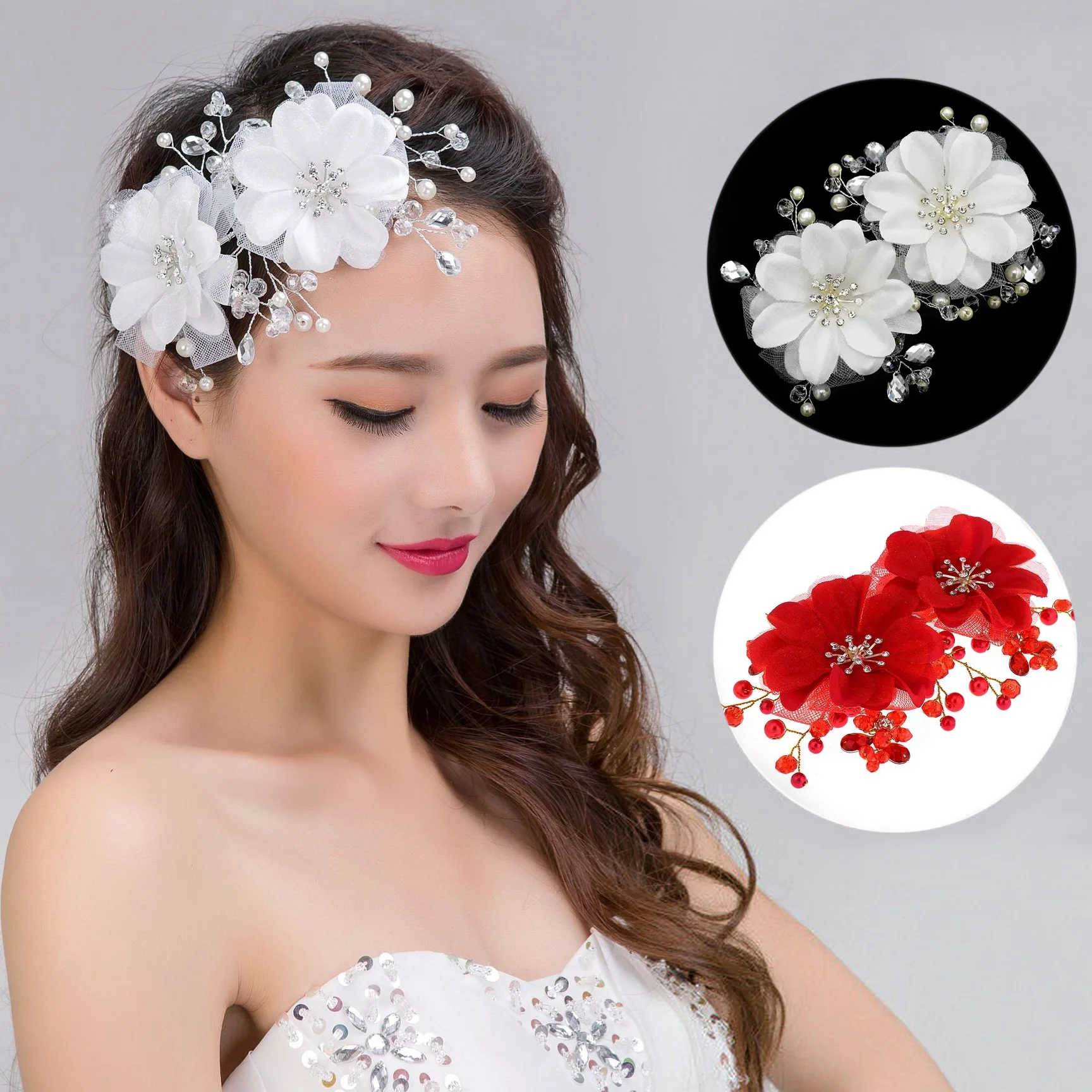 New Bridal Headdress Handmade Head Flower Pearl Crystal Hair Ornaments Rhinestone Wedding Headdress Wedding Dresses Accessories, hair accessories,bridal hair accessories,bridal jewelry set