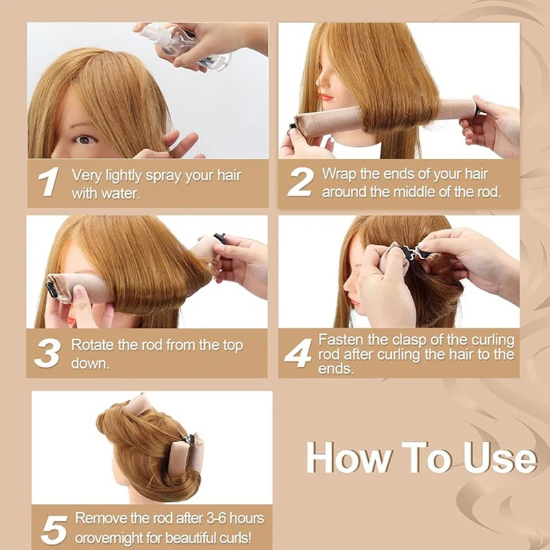Lazy Hair Curlers No Heat Hair Rollers Curls Sleeping Soft Flexi Rods With Hook Styling Tools Heatless Curling Rod Headband