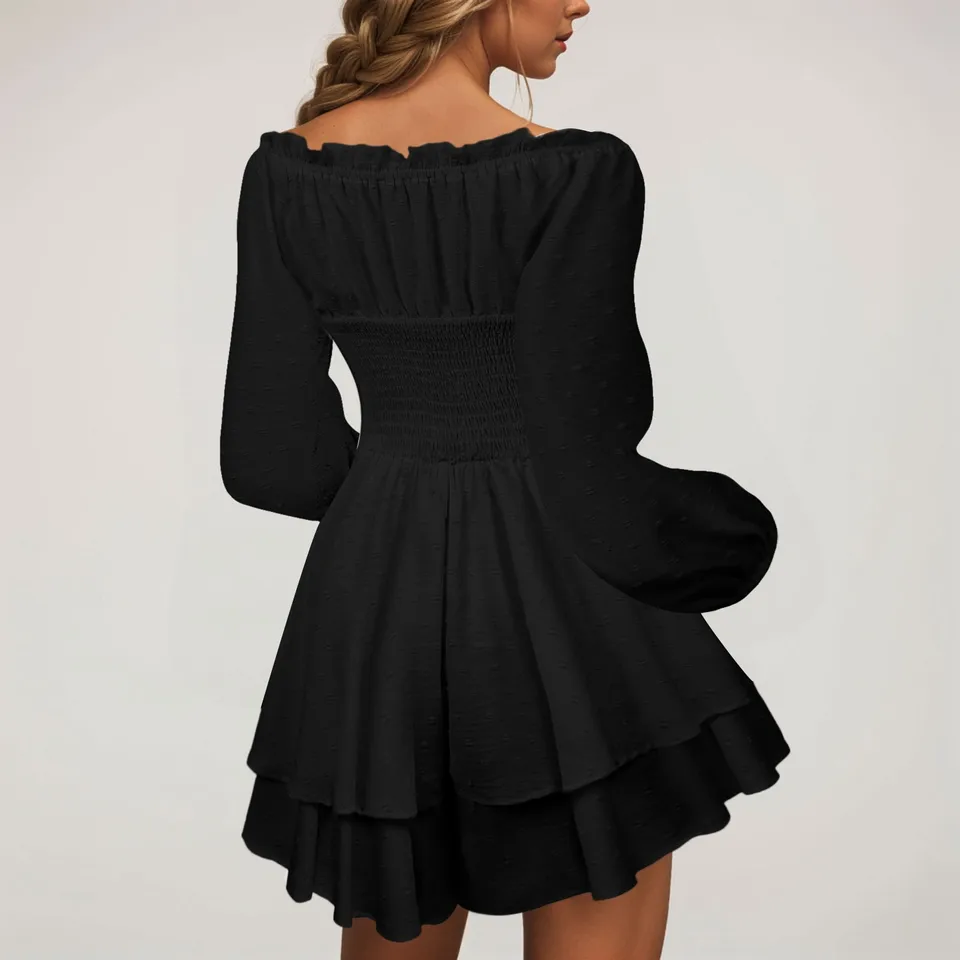 Chic Off Shoulder White Ruffled Mini Dress