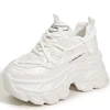 AUTUSPIN White Thick Bottom Women Shoes 2025 Spring Summer Breathable Mesh Splicing Leather Sneakers Female Outdoor INS Popular 1
