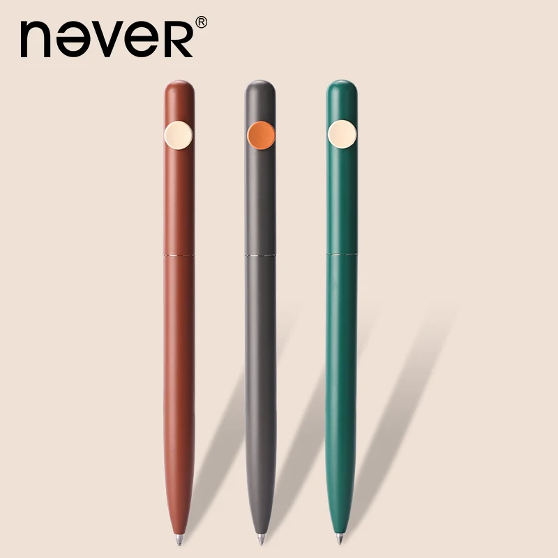 

Never 0.5mm Rotating Metal Gel Pen Black Ink Refill Metal Sign Rotary Pen Student School Supplies Office Stationery Gift Box