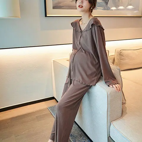 Confinement Spring Autumn Postpartum Pajamas for Pregnant Women Plus Size Breastfeeding Pregnancy Maternity Home Suits