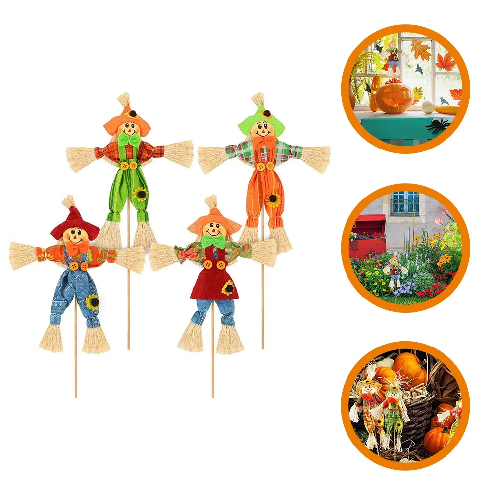 

Mini Scarecrow Stick Standing Decorations Garden Stake Fall Harvest Thanksgiving Party Ornament Home Garden