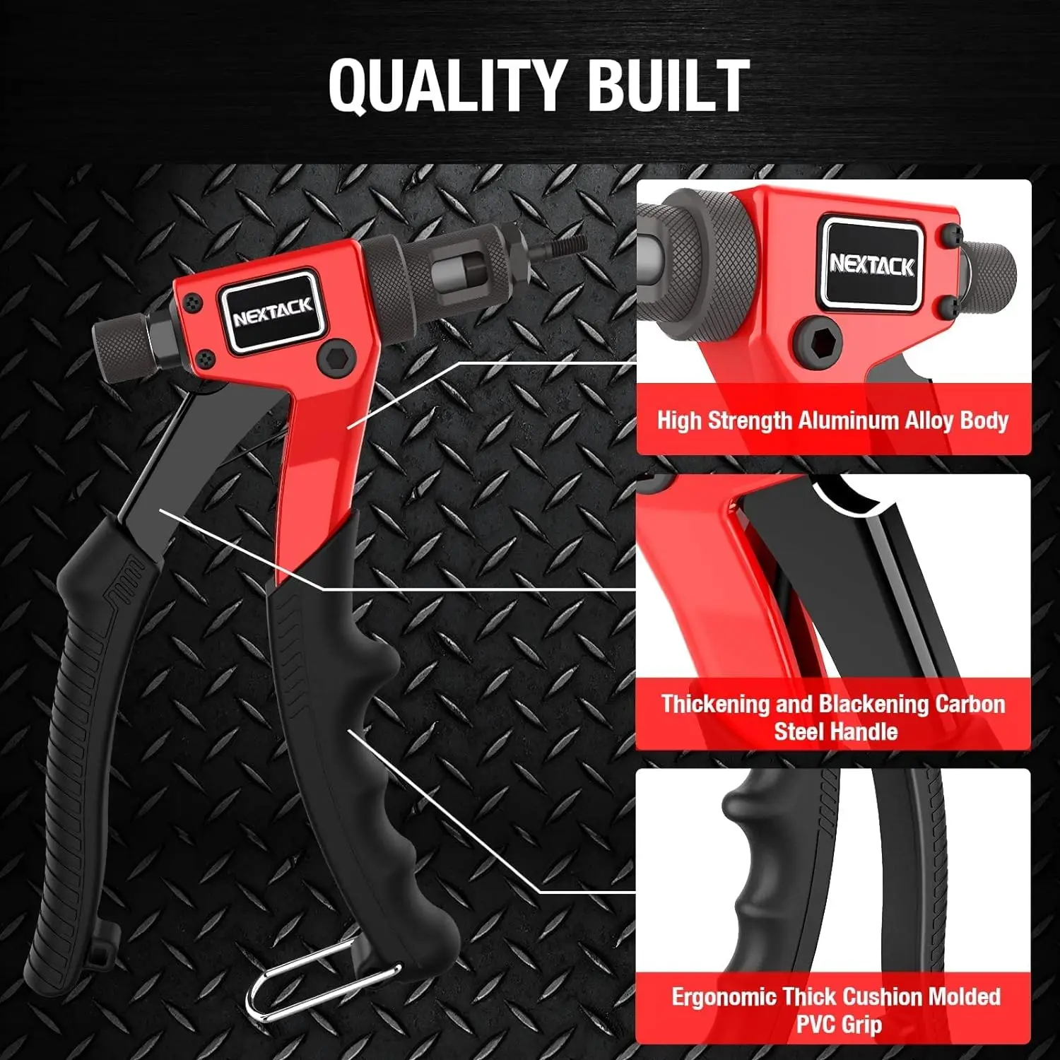 Rivet Nut Tool Rivet Nut Kit with a Step Drill Bit & 80 Nutserts for One-Handed in Tight Space 8" Rivnut Tool Setter