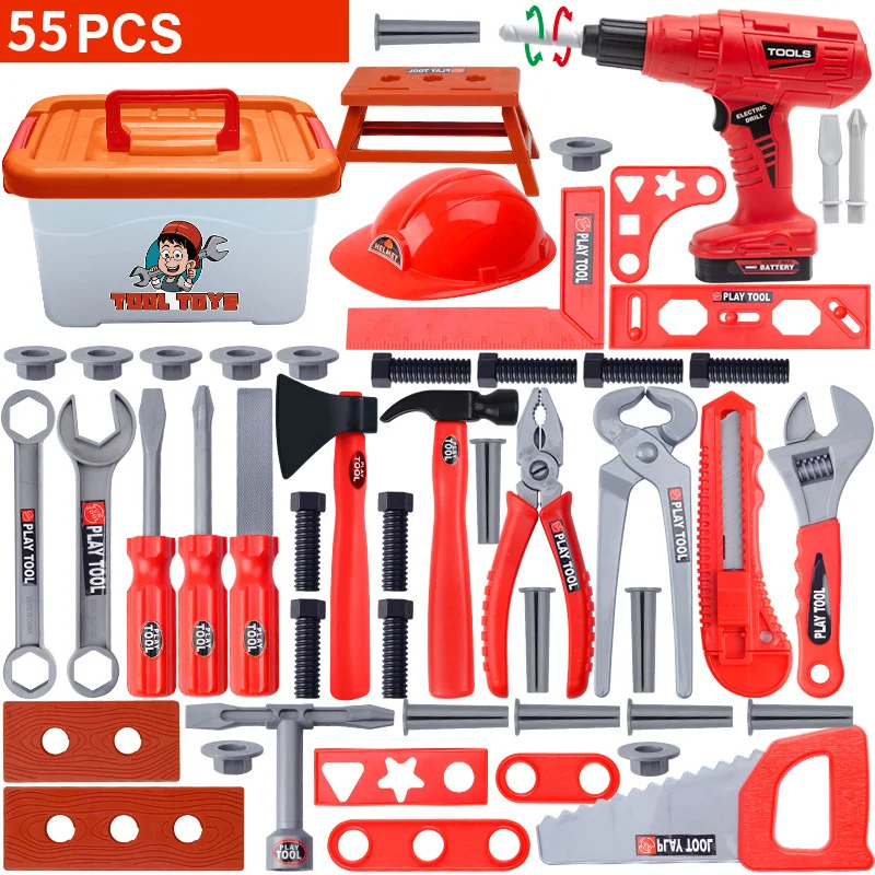 Kids Toolbox Kit Educational Toys Simulation Repair Tools Toys Drill Plastic Game Learning Engineering Puzzle Gifts For Boy