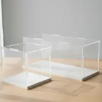 1pc Acrylic display box White base , plastic box, cube storage box, transparent small assembly, dustproof display, collectibles 2