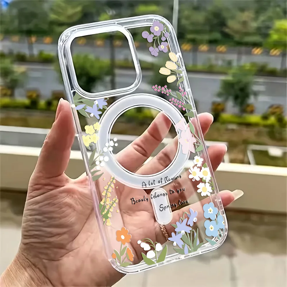 Wild Flowers Clear Phone Case with MagSafe Compatibility