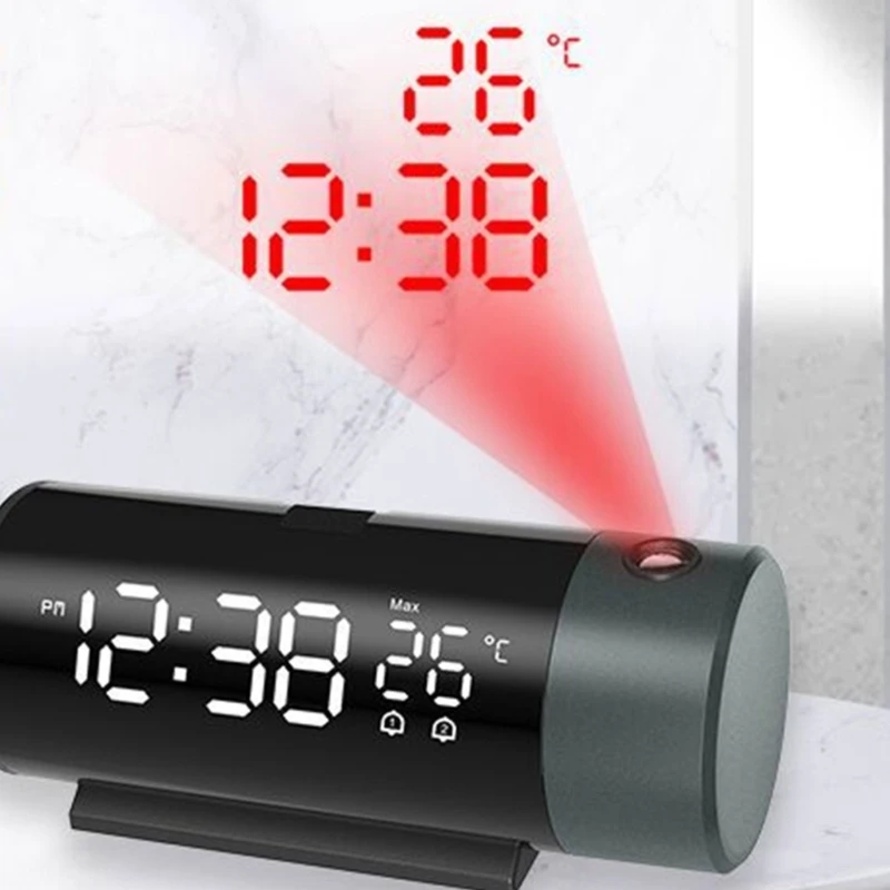 LED Screen Projection Alarm Clock with Double Alarms and Temperature Monitoring -9~+39°C Temperature Detection Ranges 4