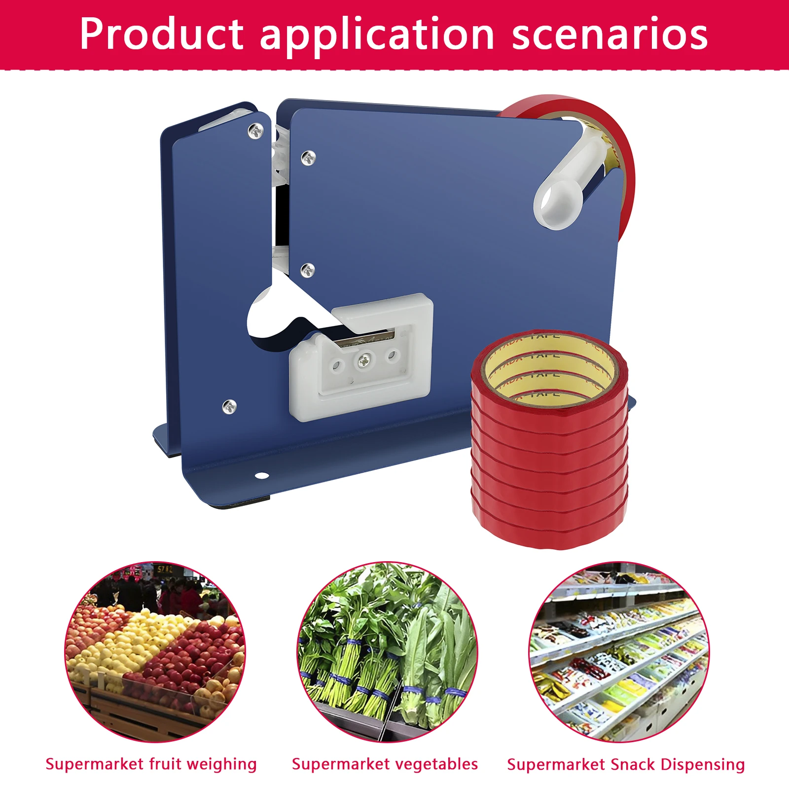 Metal Bag Sealer with 7 Bag Sealing Tape Manual Sealer Taper Dispenser with Trimmer Cutter Packaging Sealing Kitchen Gadgets metal bag sealer