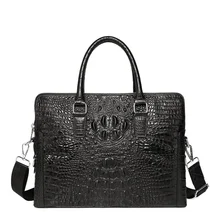 New Crocodile Pattern Genuine Leather Bags Business Handbag Men's Top Briefcase High-grade Single Shoulder Messenger Laptop Bag