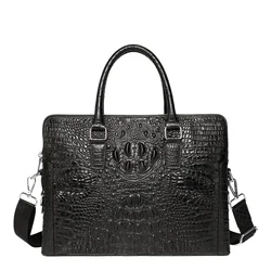New Crocodile Pattern Genuine Leather Bags Business Handbag Men's Top Briefcase High-grade Single Shoulder Messenger Laptop Bag