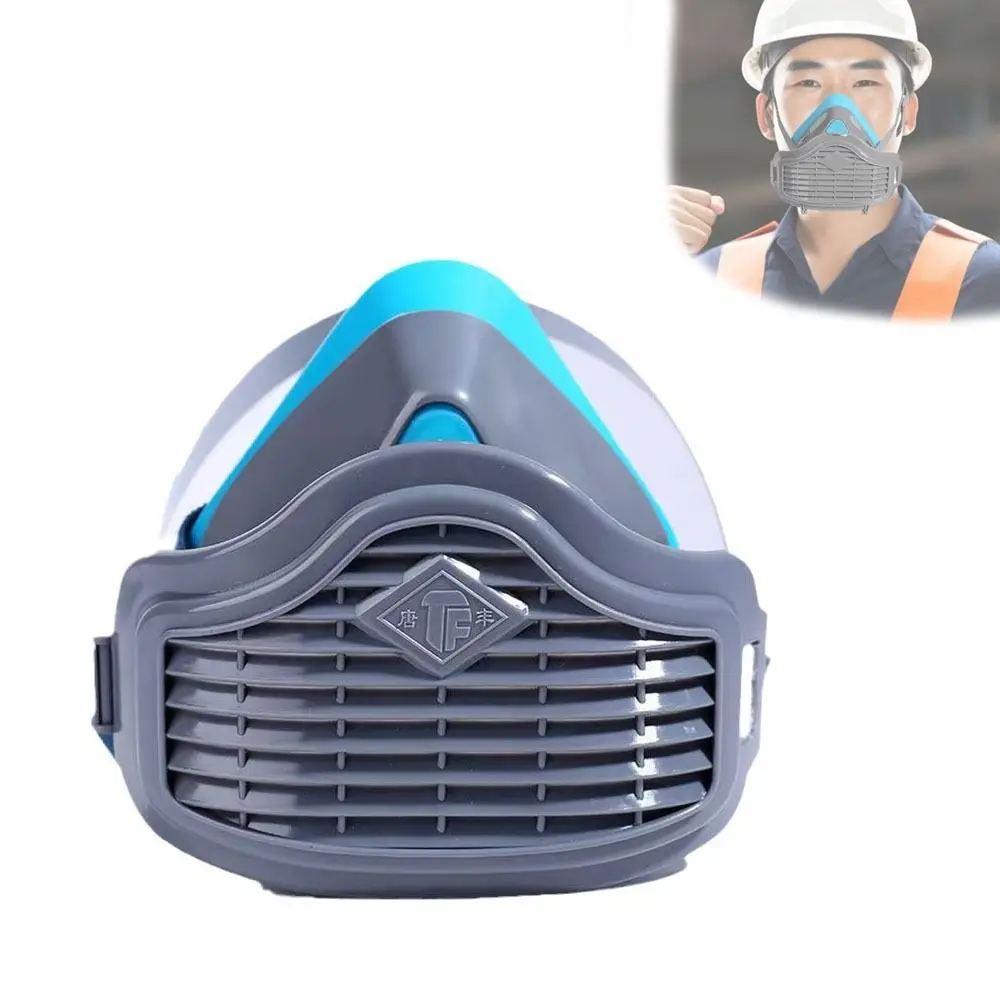 Demi-masque anti-poussière en silicone gris - Filtre remplaçable