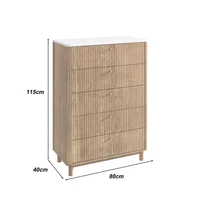 ตู้ลิ้นชัก 5 ชั้น ลายไม้ หน้าท็อปลายหินอ่อน สำหรับห้องนั่งเล่น ห้องนอน ตู้สูง ตู้เก็บของ 6