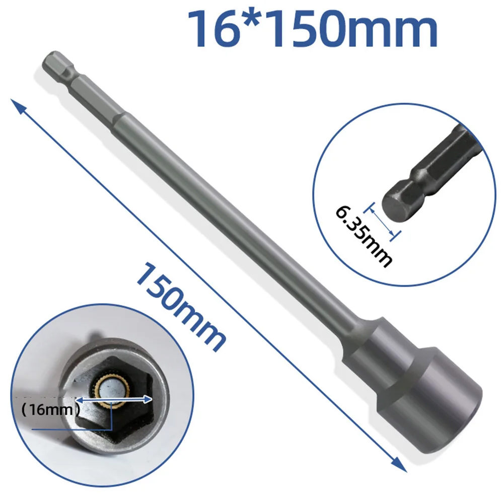 150mm di lunghezza 6mm-19mm vite metrica Driver Tool Set adattatore punta da trapano da 5 a 13mm codolo esagonale dado esagonale strumento a vite