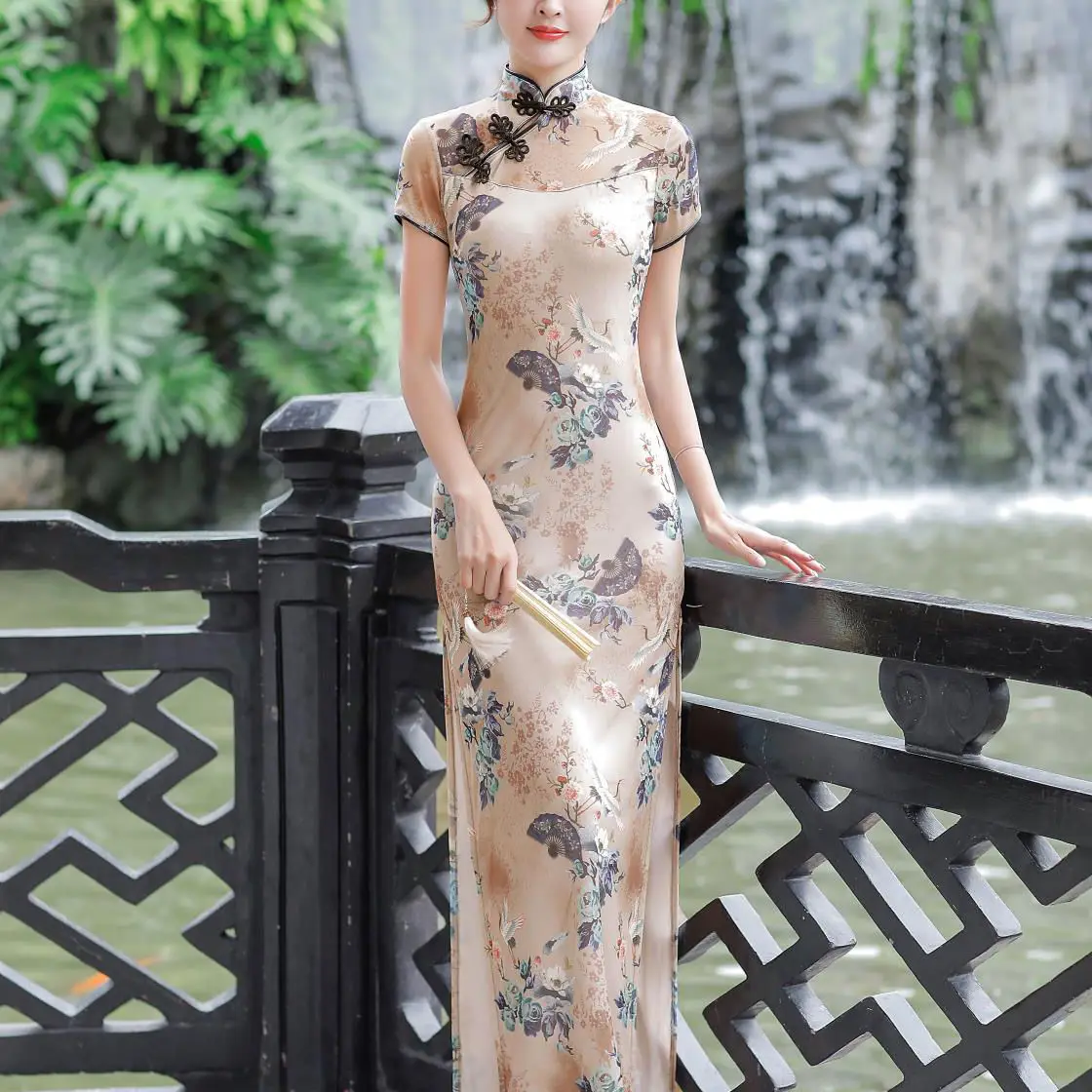 Chinese Dress Women Plus Size Summer Long Cheongsam Lined Vintage Evening Dress Slim Elegant Wedding Show Costumes Qipao M To 5XL