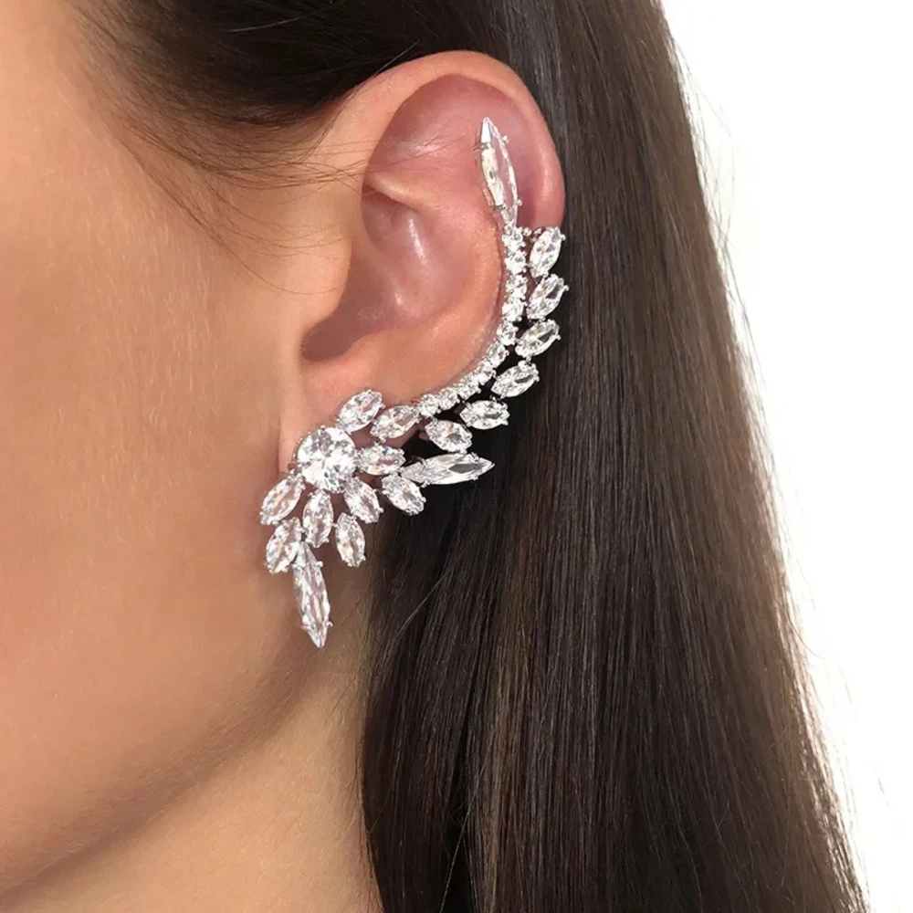 

Luxury Zircon Ear Clip for Women Free Shipping Earring Y2k Bride Fashion 2024 New Girls Wedding Ear Cuffs Jewelry Party Gift
