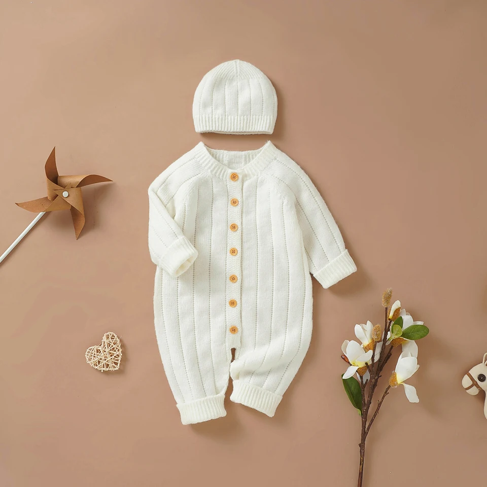 Infant Winter Jumpsuit and Cap Set for Babies