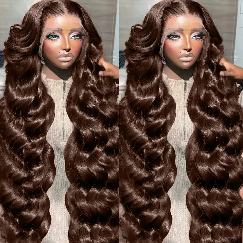 Human Hair Wigs Body Wave Chocolate Brown Lace Front Wigs For Women 13x4 13x6 HD Lace Frontal Wig 4x4 5x5 Closure