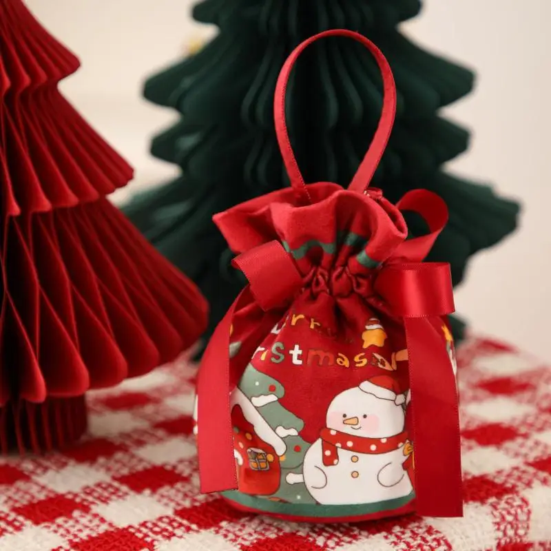 Festive Hand-Carry Canvas Bag; Christmas Eve Gift Bag; Candy Apple Packaging Tote