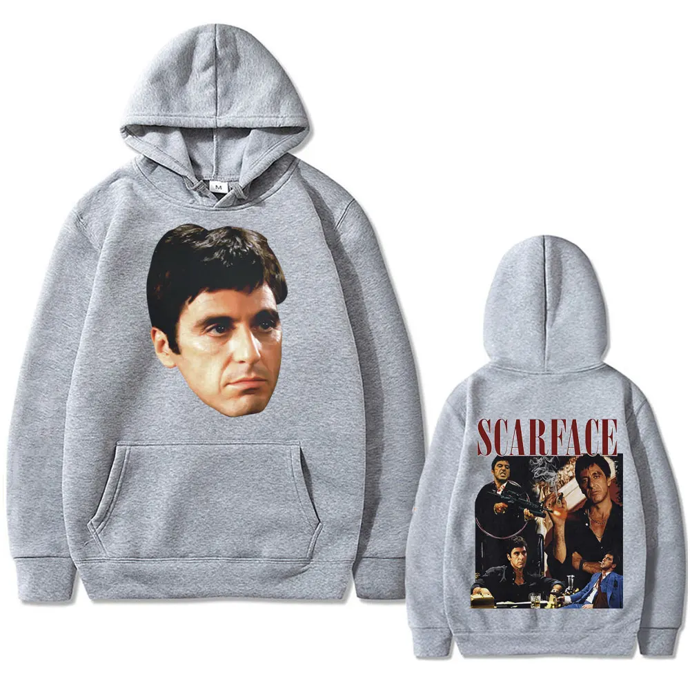 Classic Vintage Movie Scarface Al Pacino As Tony Montana Graphic Print Hoodie Men Hip Hop Rock Sweatshirt Male Oversized Hoodies