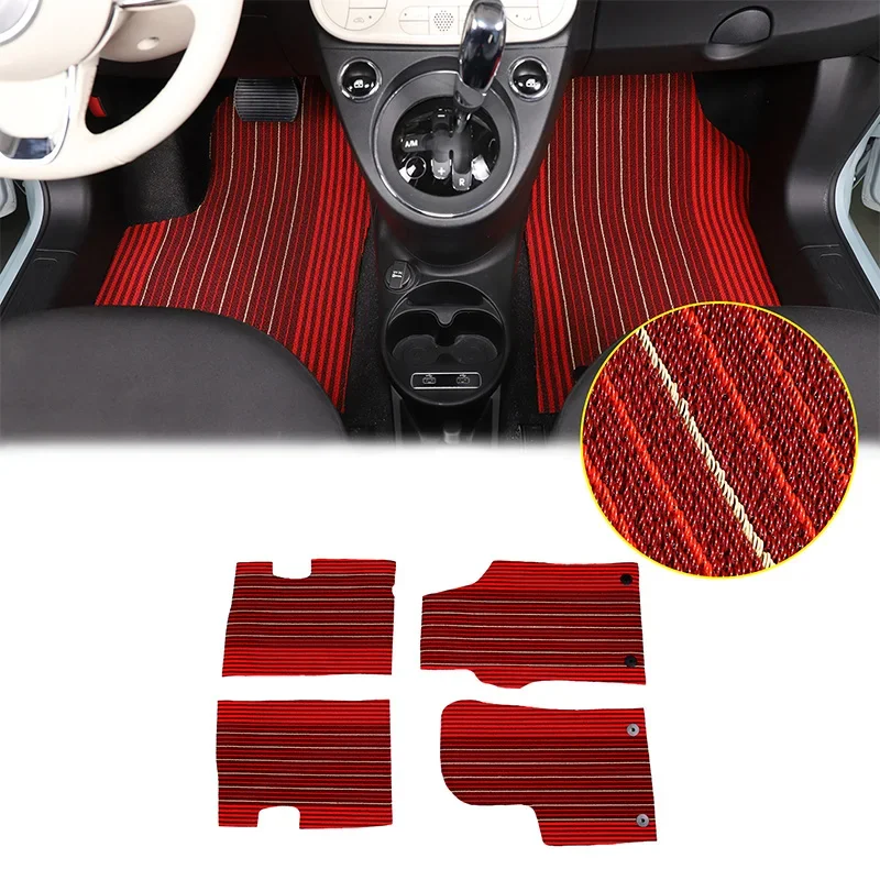

For Fiat 500 2016+ TPE red car styling car floor mats carpet protection pad stickers car interior protection accessories