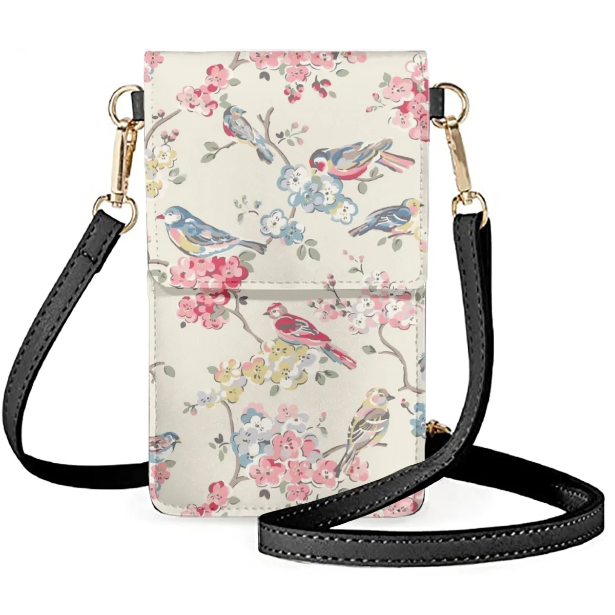 

FORUDESIGNS Cherry Blossom Bird Pattern Mobile Phone Bags PU Protection Mobile Phones Fashion Ladies Messenger Bag Messengers