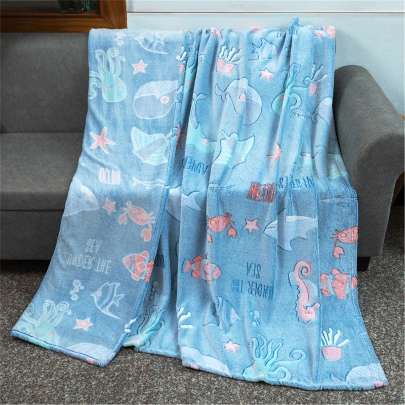 

Glow in Dark Throw Blanket Marine Life Dolphin Luminous Blankets for Kids Girls dropshipping