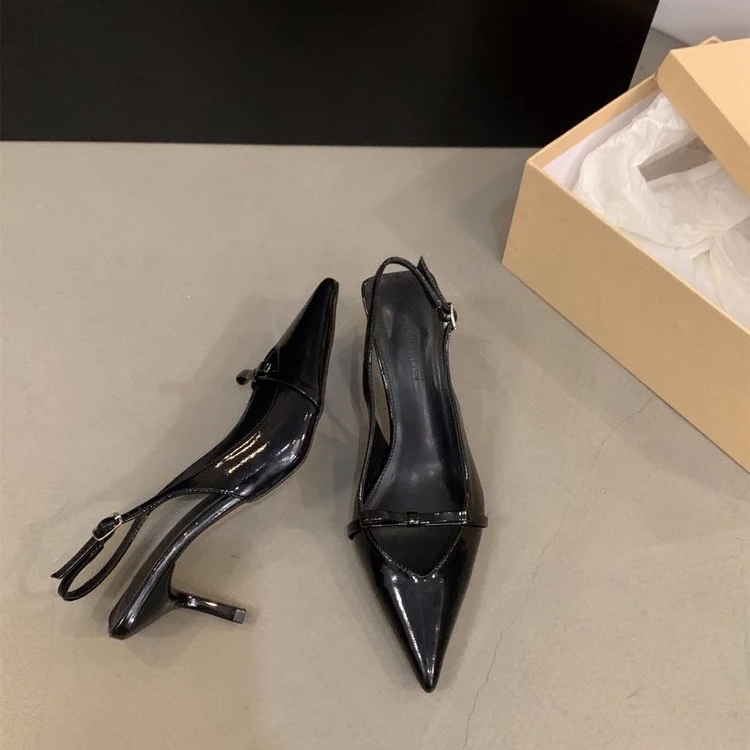 Luxury Designer Slingback Ankle Strap Buckle High Heel Shoes Stiletto Heel Pointed Toe Dress Pumps Women Shallow Sandalias women slingback sandals women high heels shoes women dress shoes