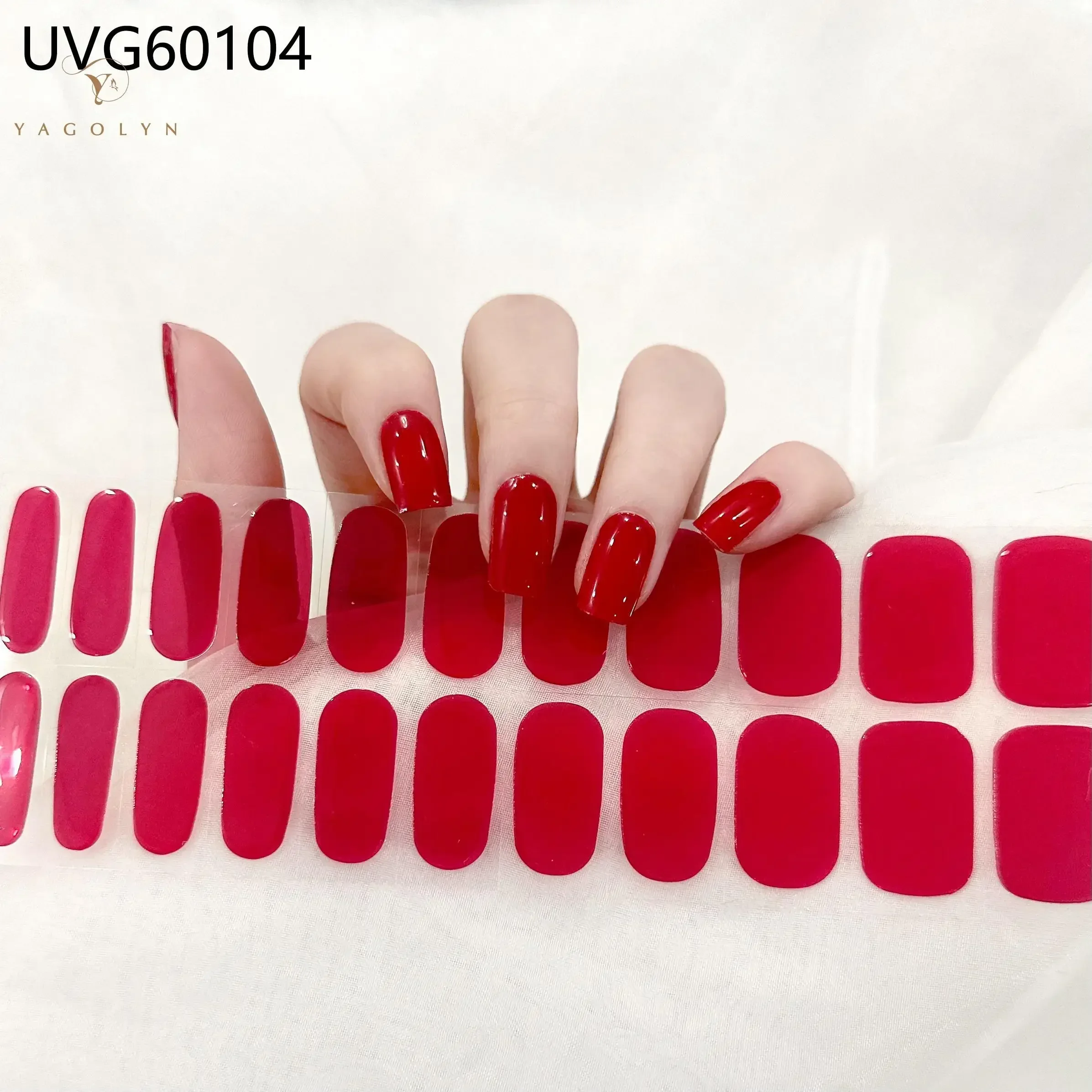 22Tips UV Semi Cured Gel Nail Stickers Pure Neon Color Strips Waterproof Nail Polish Wraps Adhesive Full Manicure Decor Stickers