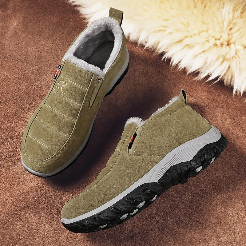 Mens Boots Ankle Men's Winter Boot Outdoor Casual Shoes New Young Fashion Plus Cotton Warm Plush Snow Non-slip Male Footwear