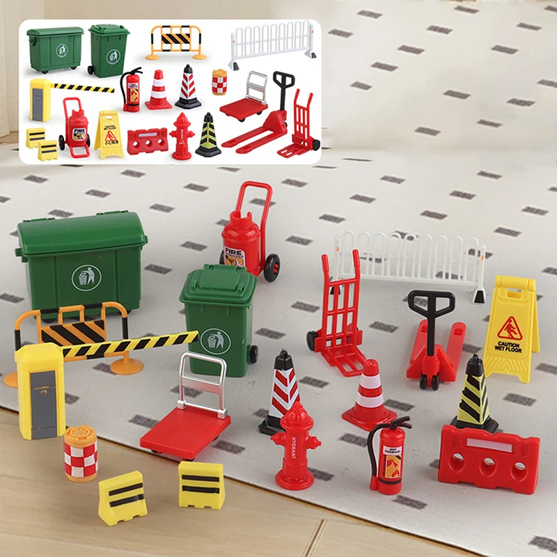 Road Infrastructure Parking Sand Table Scene Layout Materials Diorama Kits Mini Simulation Traffic Obstacles Model Props 15PCS