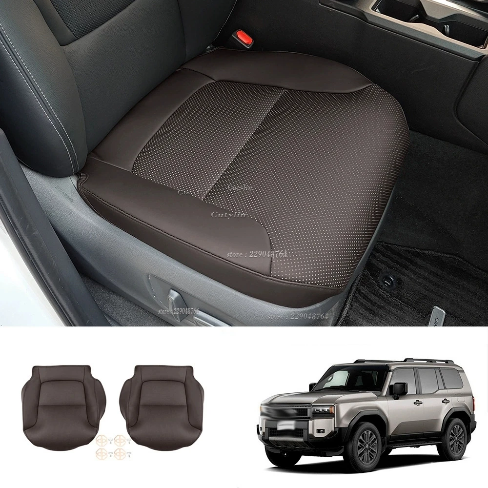 Toyota Prado LC250 2024 2025 자동차 시트 커버 PU 가죽 패드 매트 자동차 앞 시트 커버 사계절 안티 슬립 매트