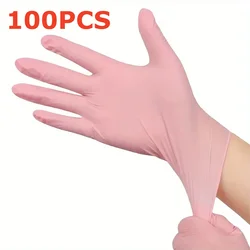 Pink Nitrile Disposable Gloves - Latex - Free, Versatile for Cleaning, Food Prep, and Beauty Tasks, Available in Bulk Quantities (Pink 100PCS)