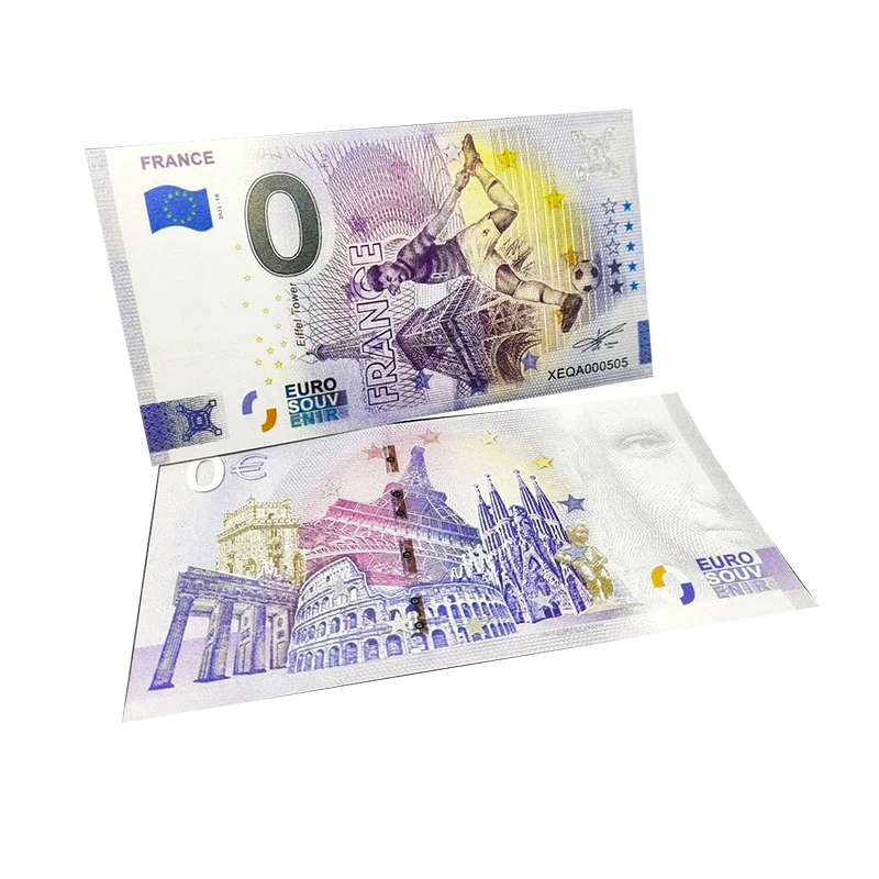 

10pcs/lot 2022 Football Banknotes 0 EURO Paper Money Qatar France Non-currency Note Souvenir cards
