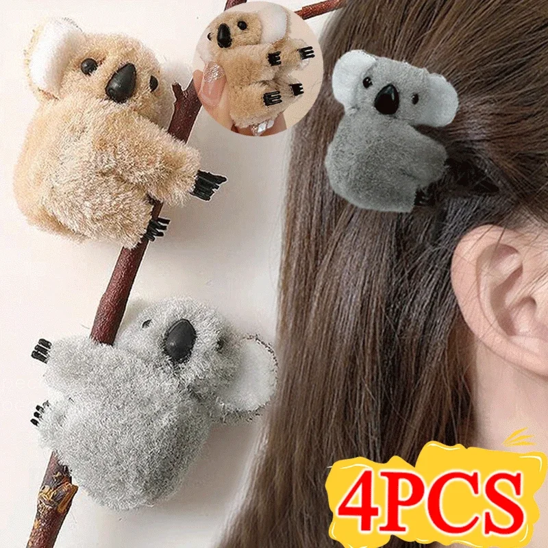 

1-4PCS Plush Koala Bear Hair Decoration Hair Clips Hairpins Animal Hair Claw Clip for Girls Headwear Koala Barrettes Accessories