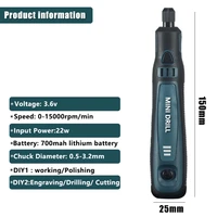 Cordless Electric Drill Grinder Dremel Rotary Tool Rechargeable Battery Woodworking Engraving 3 Speed Mini Engraver Pen 2