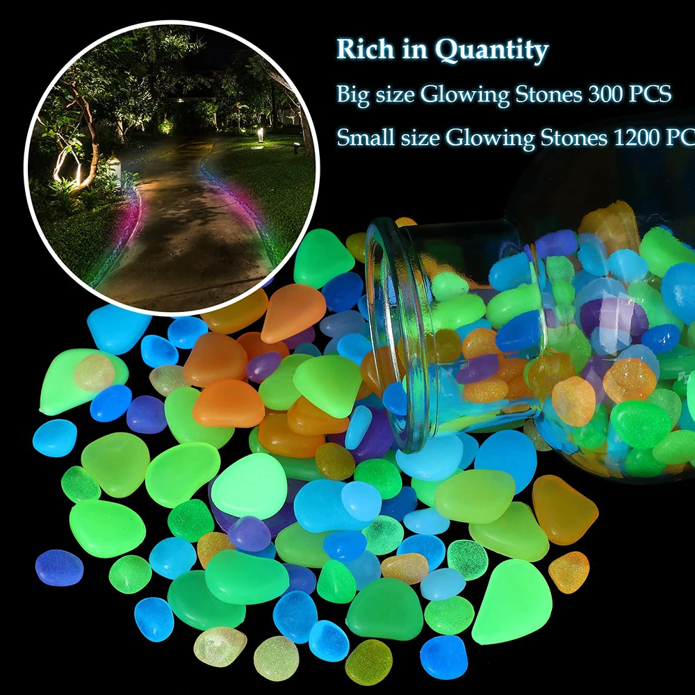 50/100/200pcs Luminous Glowing Pebbles Stones Rocks for Indoor Outdoor Decorations Garden Lawn Yard Potted Plant Flower Bed Fish glow stones decorative stones
