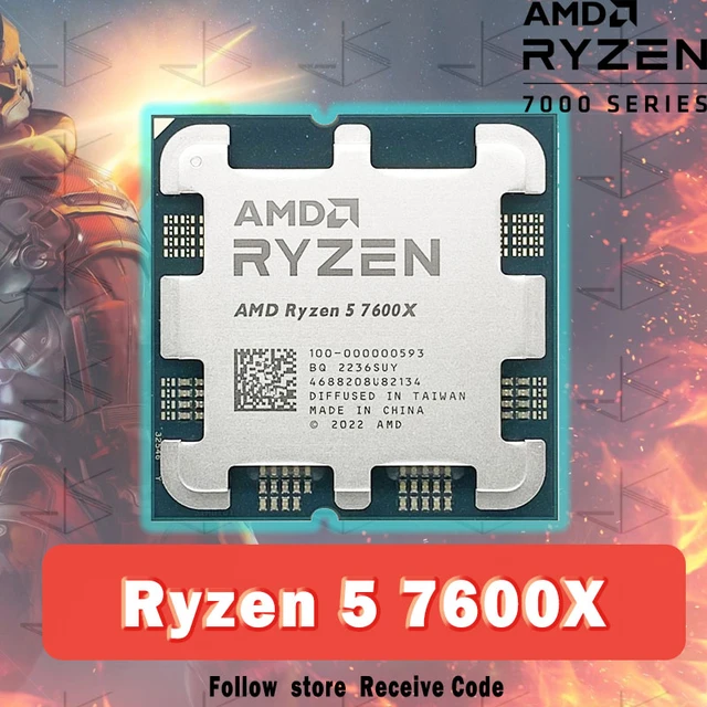 Processeur AMD Ryzen 5 7600X R5 4.7 GHz, 6 cœurs, 12 threads, 5nm, L3 32  mo, Socket AM5 100 – 000000593, sans refroidisseur - AliExpress